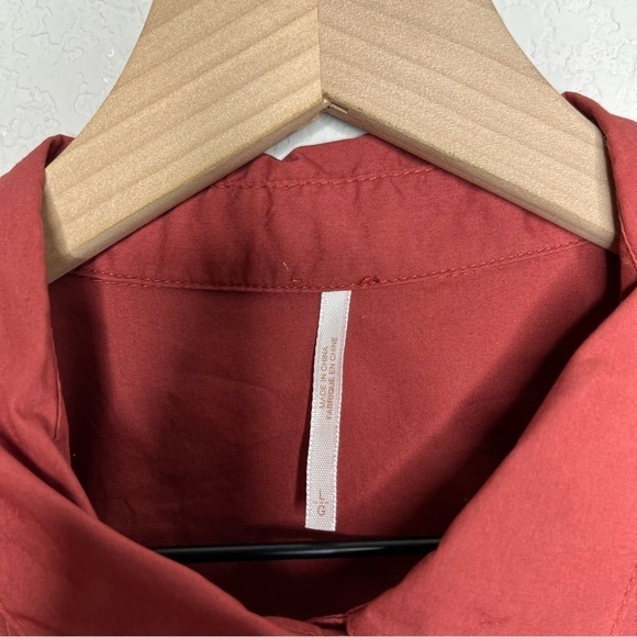 Free People Women Red Button Down Oversized Shirt Large - Picture 3 of 11